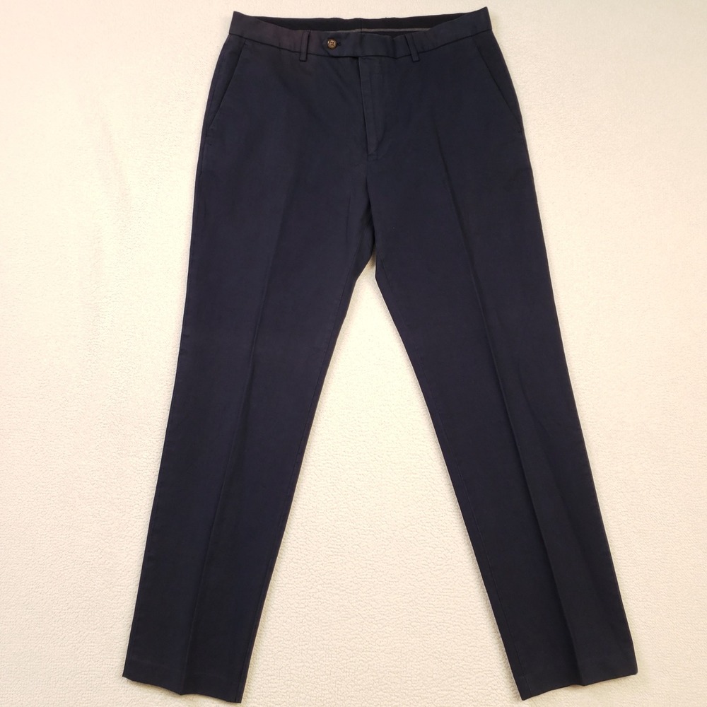 J.Crew Garment-dyed Cotton-linen Blend Chino Suit Pant Mens 32 Navy Blue AX271
